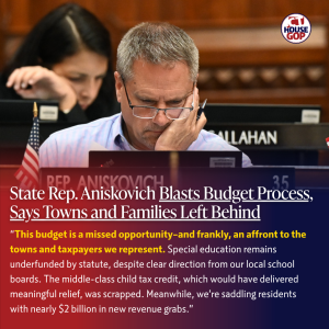 State Rep. Aniskovich Blasts Budget Process, Says Towns and Families Left Behind